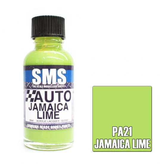 The Scale Modellers Supply PA21 Acrylic Lacquer Paint - Auto Colour #Jamaica Lime (30ml)