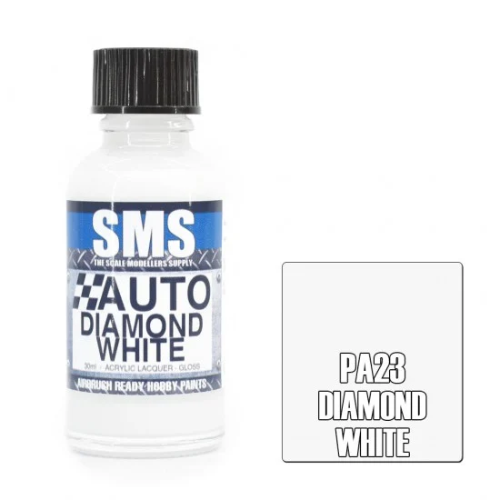 The Scale Modellers Supply PA23 Acrylic Lacquer Paint - Auto Colour #Diamond White (30ml)
