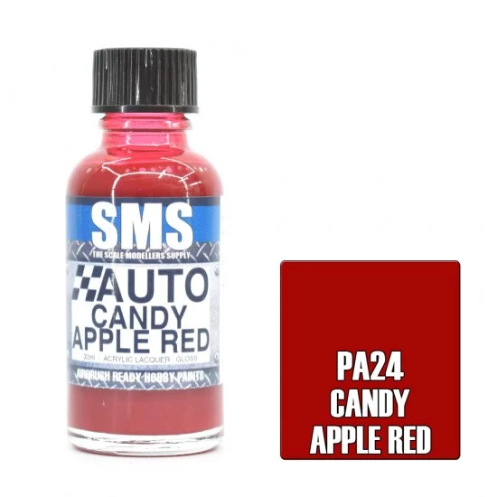 The Scale Modellers Supply PA24 Acrylic Lacquer Paint - Auto Colour #Candy Apple Red (30ml)