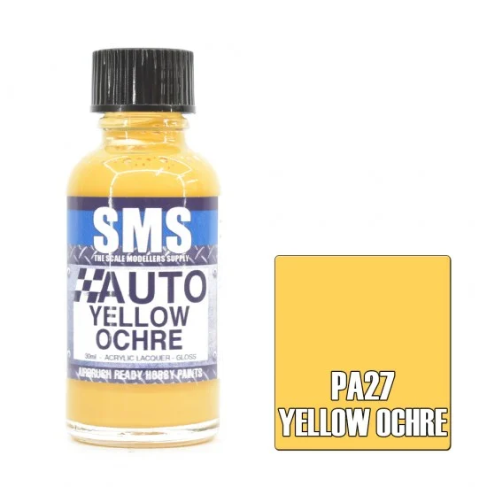 The Scale Modellers Supply PA27 Acrylic Lacquer Paint - Auto Colour #Yellow Ochre (30ml)