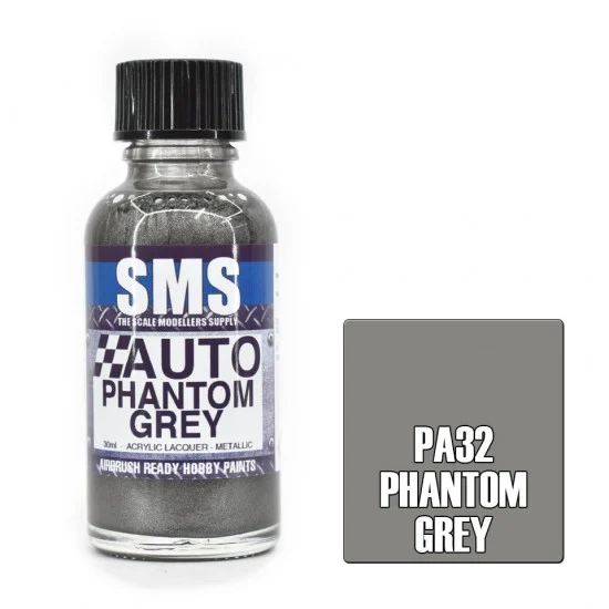 The Scale Modellers Supply PA32 Acrylic Lacquer - Auto Colour #Phantom Grey (30ml)