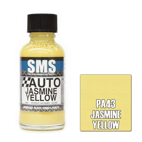 The Scale Modellers Supply PA43 Acrylic Lacquer Paint - Auto Colour #Jasmine Yellow (30ml, gloss)