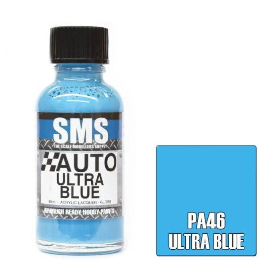 The Scale Modellers Supply PA46 Acrylic Lacquer Paint - Auto Colour #Ultra Blue (30ml, gloss)