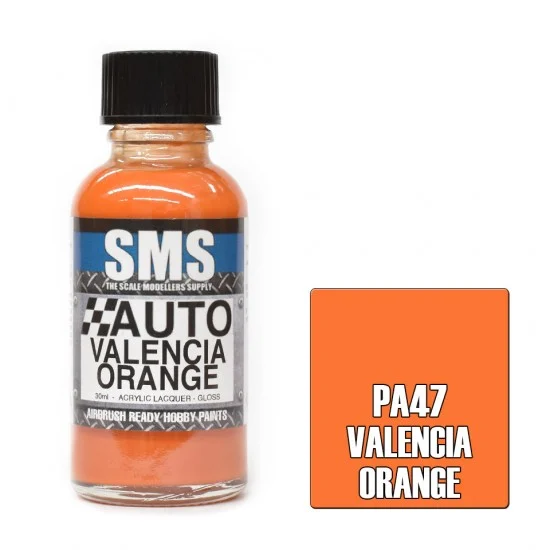 The Scale Modellers Supply PA47 Acrylic Lacquer Paint - Auto Colour #Valencia Orange (30ml, gloss)