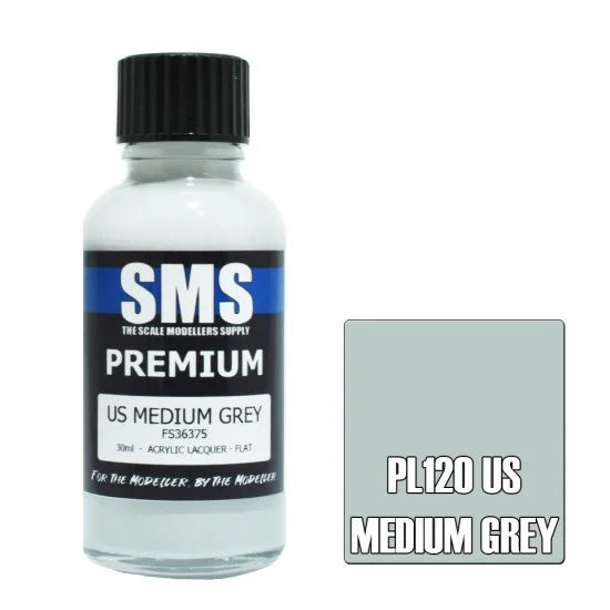 The Scale Modellers Supply PL120 Acrylic Lacquer Paint - Premium US Medium Grey FS36375 (30ml)