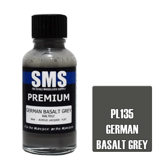 The Scale Modellers Supply PL135 Acrylic Lacquer Paint - Premium German Basalt Grey Ral7012 (30ml)