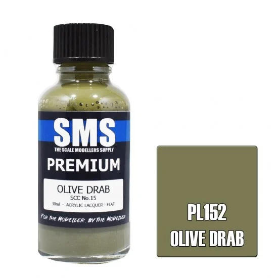 The Scale Modellers Supply PL152 Acrylic Lacquer Paint - Premium SCC No.15 Olive Drab (30ml)