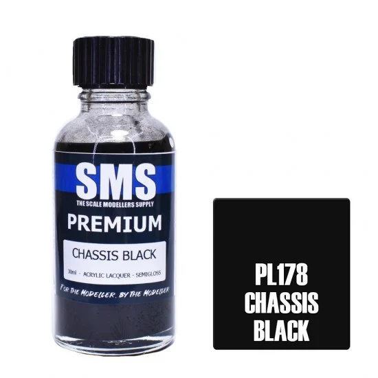 The Scale Modellers Supply PL178 Acrylic Lacquer Paint - Premium Chassis Black (30ml)