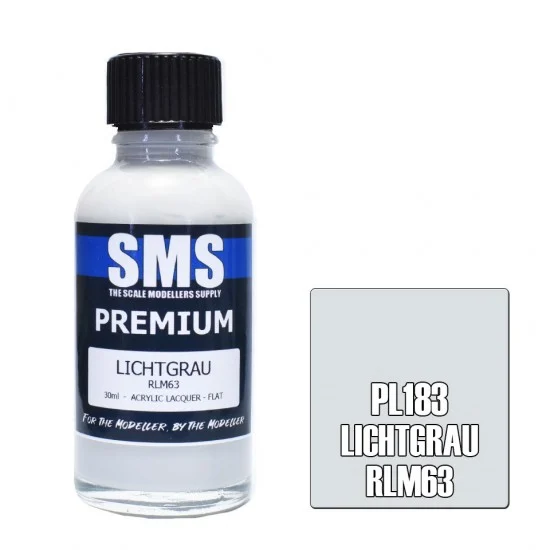 The Scale Modellers Supply PL183 Acrylic Lacquer Paint - Premium Lichtgrau RLM63 (30ml)