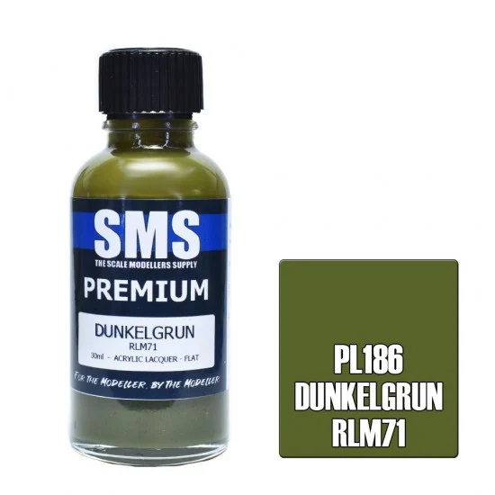 The Scale Modellers Supply PL186 Acrylic Lacquer Paint - Premium Dunkelgrun RLM71 (30ml)