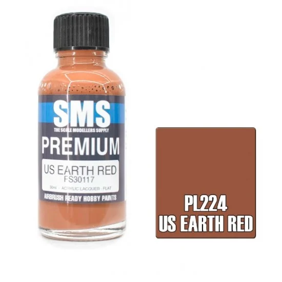 The Scale Modellers Supply PL224 Acrylic Lacquer Paint - Premium US Earth Red FS30117 (30ml)