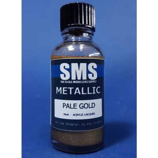 The Scale Modellers Supply PMT12 Acrylic Lacquer Paint - Metallic #Pale Gold (30ml)
