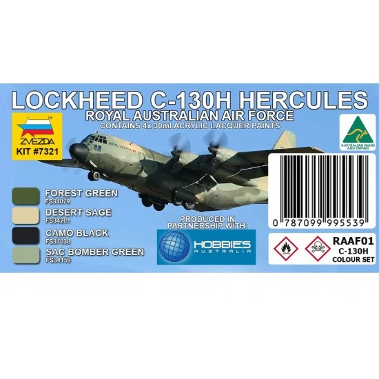 The Scale Modellers Supply RAAF01 Acrylic Lacquer Paint - RAAF Lockheed C-130H Hercules for Zvezda #7321 kit (4x 30ml)