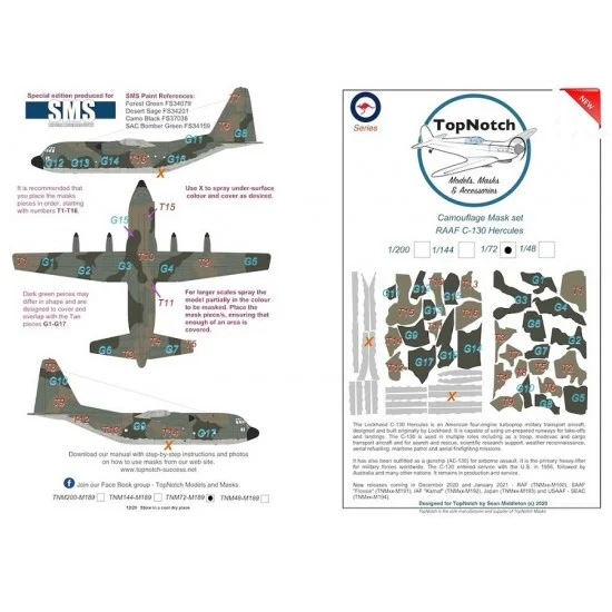 The Scale Modellers Supply TNM01 1/72 RAAF Lockheed C-130H Hercules Vinyl Mask Set for Zvezda kits