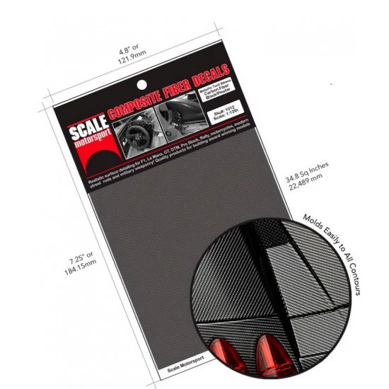 Scale Motorsport 1012 1/12 Carbon Fiber Twill Weave Black on Pewter Decals - Model Cars