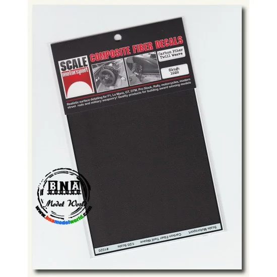 Scale Motorsport 1020 1/20 Carbon Fiber Twill Weave Black on Pewter Decals - Model Cars