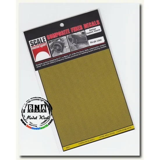 Scale Motorsport 1320 1/20 Carbon Fiber Decals - Kevlar Basket Weave Yellow on Black