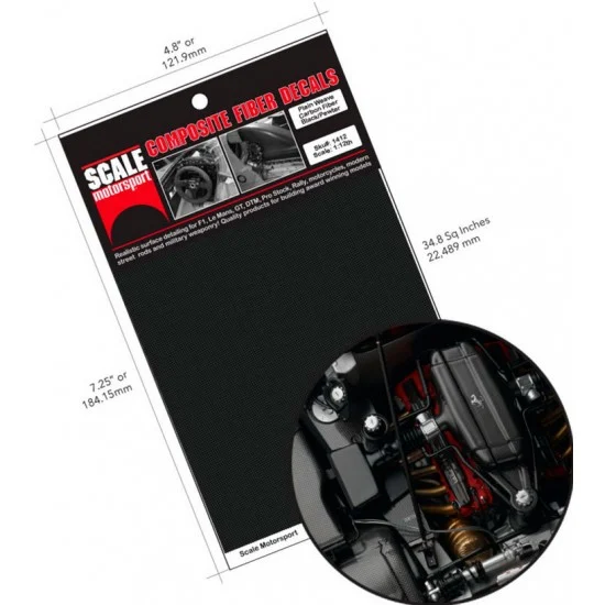 Scale Motorsport 1412 1/12 Carbon Fiber Plain Weave Black on Pewter Decals - Model Cars
