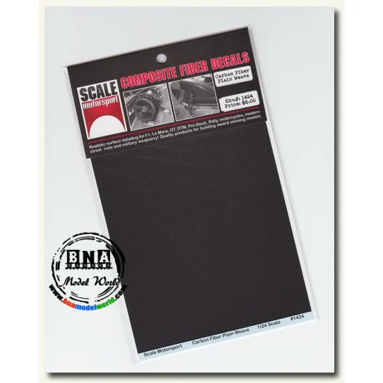 Scale Motorsport 1424 1/24 Carbon Fiber Plain Weave Black on Pewter Decals - Model Cars