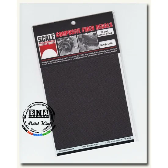 Scale Motorsport 1520 1/20 Hi-Definition Carbon Fiber Decals - Plain Weave Black on Pewter
