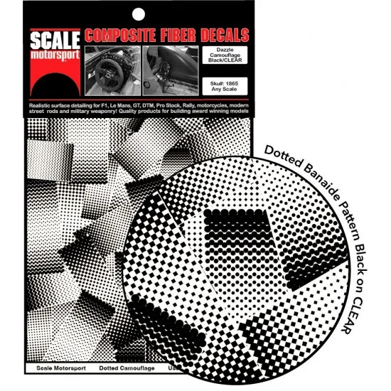 Scale Motorsport 1865 1/24 Dotted Camouflage Pattern Decals - Black on Clear (Size: 184.14mm x 123.82mm)