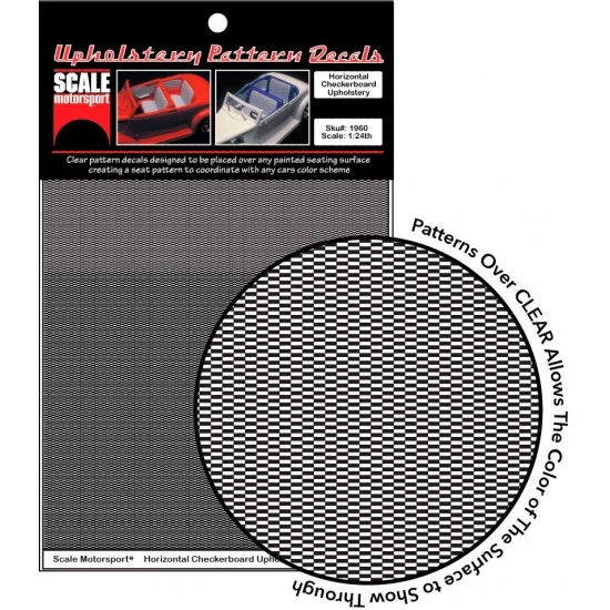 Scale Motorsport 1960 1/24 Horizontal Checkerboard Upholstery Pattern Decals - Model Cars