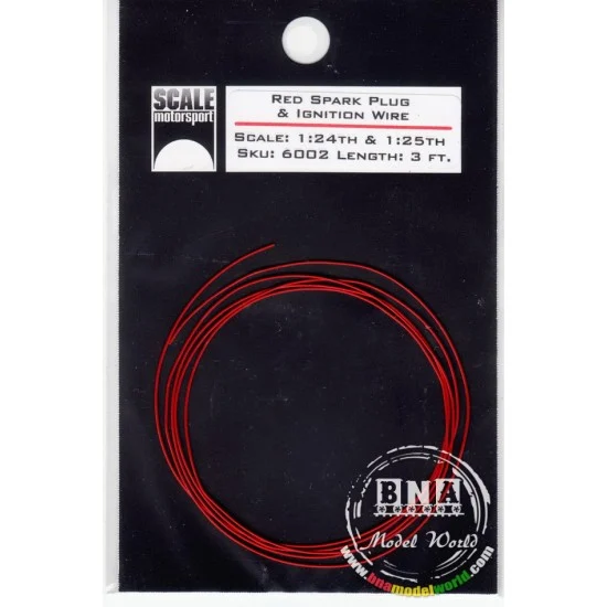 Scale Motorsport 6002 1/24th-1/25th Red Spark Plug & Heater Hose Wire