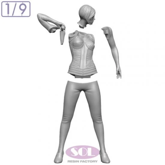 SOL Resin Factory C731 1/9 Futuristic Female Operative in Black Tactical Bodysuit Resin Figure (Margot) - Model Figures