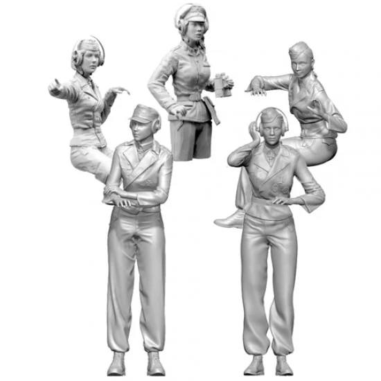 SOL Resin Factory MM273 1/16 German Pzkpfw IV Female Tank Crew for Trumpeter kits (5 figures) - Model Figures