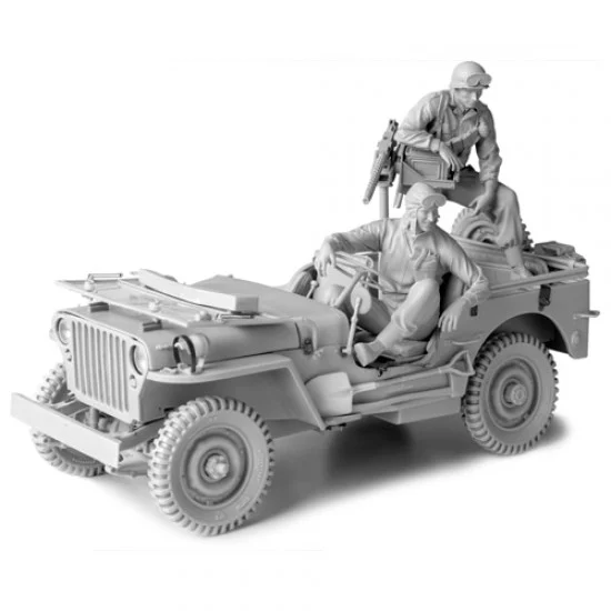 SOL Resin Factory MM338 1/16 WWII US Army 1/4 Ton 4X4 Truck Resin Kit with Driver & Gunner - Military Vehicles & Tanks
