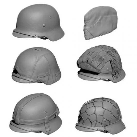 SOL Resin Factory MM476 1/35 WWII German Helmets and Side Cap - Model Figures