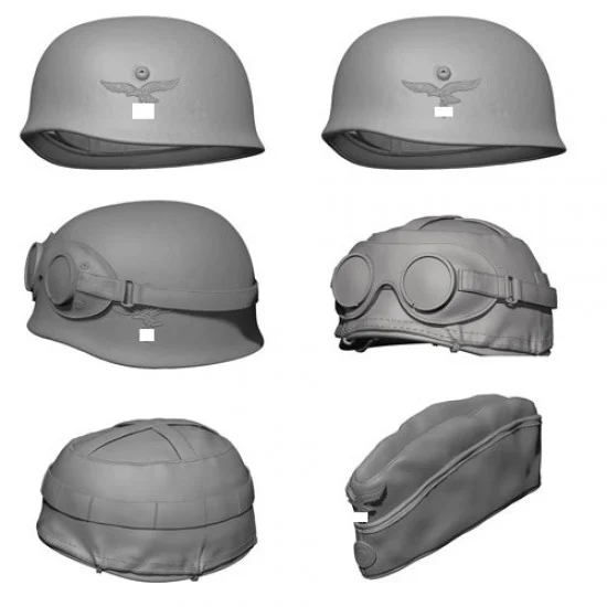 SOL Resin Factory MM478 1/16 WWII German Paratrooper Helmets and Side Cap - Model Figures