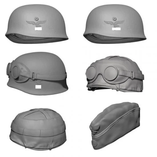 SOL Resin Factory MM479 1/35 WWII German Paratrooper Helmets and Side Cap - Model Figures