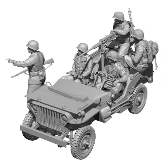 SOL Resin Factory MM572 1/35 WWII US Army Infantry and Military Police in 1/4 ton Truck (3D printed model kit) - Model Figures