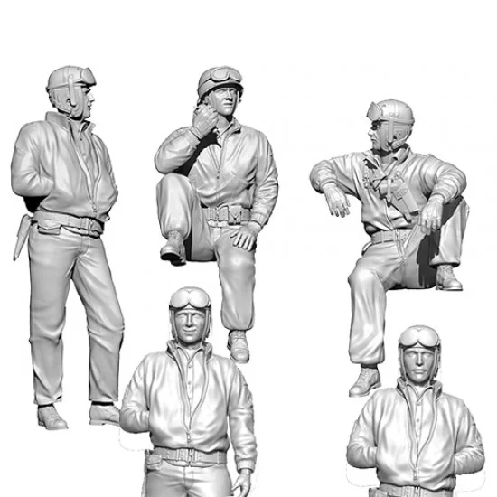 SOL Resin Factory MM586 1/35 WWII US Army M4A3E8 Crew (3D printed kit) - Model Figures