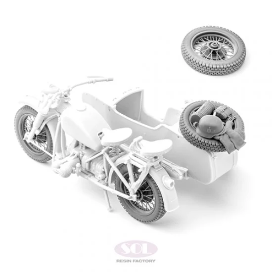 SOL Resin Factory MM704 1/16 WWII German R75 with Sidecar Tyres set for Freedom Model kits - Military Vehicles & Tanks