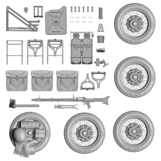 SOL Resin Factory MM706 1/16 WWII Greman R75 with Sidecar Upgrade Parts Set for Freedom Model kits - Military Vehicles & Tanks