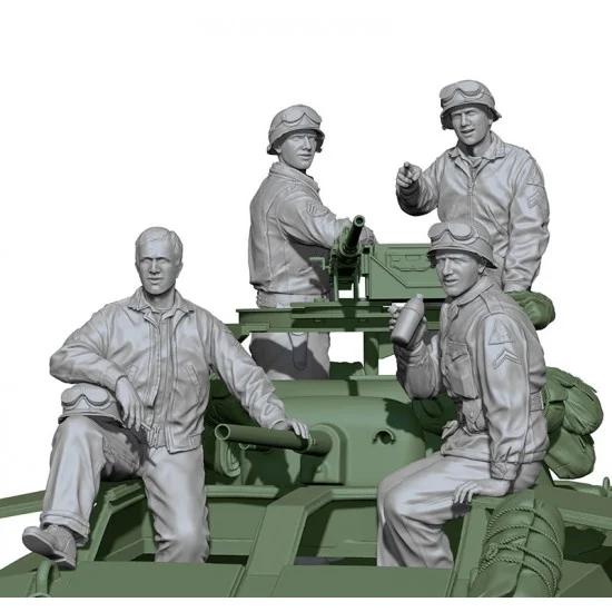 SOL Resin Factory MM716 1/16 WWII US Army M8 Crew (4 figures) - Model Figures