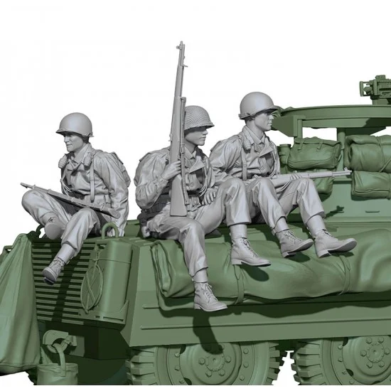 SOL Resin Factory MM723 1/16 WWII US Army Rifleman Set (3 figures) - Model Figures