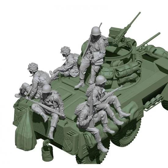 SOL Resin Factory MM724 1/16 WWII US Army M8 Riders Set (6 figures) - Model Figures