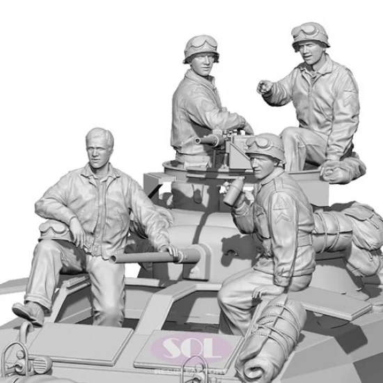 SOL Resin Factory MM733 1/35 WWII US Army M8 Crews (4 figures, 3D printed kit) - Model Figures