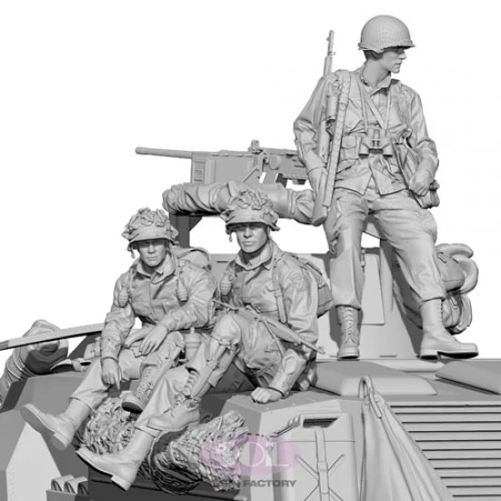 SOL Resin Factory MM736 1/35 WWII US Army Airborne Set (3 figures, 3D printed kits) - Model Figures