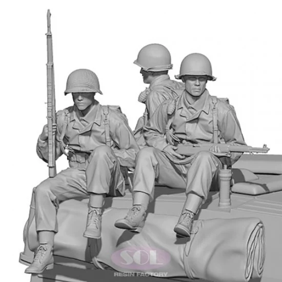 SOL Resin Factory MM737 1/35 WWII US Army Rifleman Set (3 figures, 3D printed kits) - Model Figures