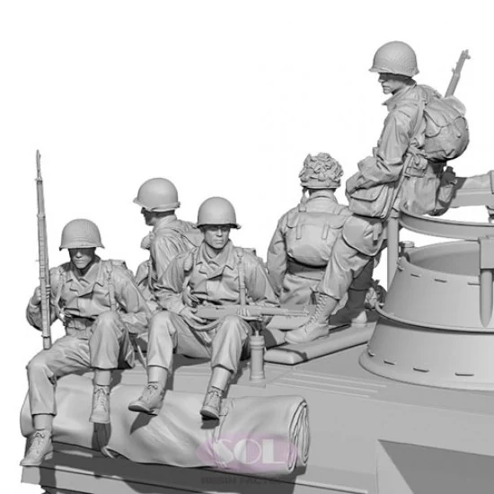 SOL Resin Factory MM738 1/35 WWII US Army M8 Riders Set (6 figures, 3D printed kit) - Model Figures
