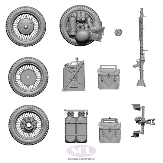 SOL Resin Factory MM767 1/35 KS750 Motorcycle and Sidecar Upgrade Parts Set for Academy kits - Military Vehicles & Tanks