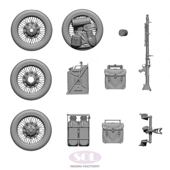 SOL Resin Factory MM768 1/35 KS600 Motorcycle and Sidecar Upgrade Parts Set for Tamiya kits - Military Vehicles & Tanks
