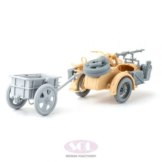 SOL Resin Factory MM774 1/35 KS750 Motorcycle and Sidecar Upgrade Parts Set w/Anhanger for Academy kits - Military Vehicles & Tanks