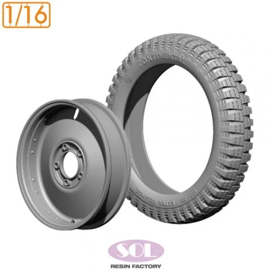 SOL Resin Factory MM854 1/16 WWII German Sd.kfz.250/1 Spare Tyre and Wheel Rim - Military Vehicles & Tanks