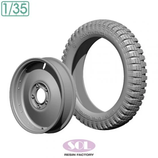 SOL Resin Factory MM860 1/35 WWII German Sd.kfz.250/1 Spare Tyre and Wheel Rim - Military Vehicles & Tanks