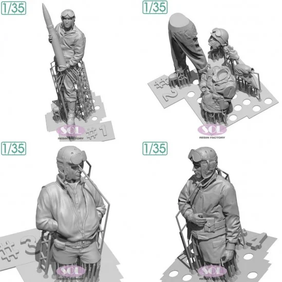 SOL Resin Factory MM939 1/35 WWII US Army M36 Crew set 1 (4 figures) - Model Figures